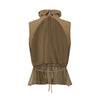 OUDE WAAG High-Neck Shirred Halter Vest OW-OW-25PF-TP03-KQ (YE420 Khaki) (OW-25SS-TP02 OW-25PF-TP03)